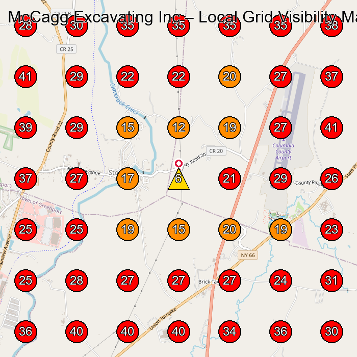 McCagg Excavating Inc GeoGrid visibility map for Used Car Dealer in Hudson